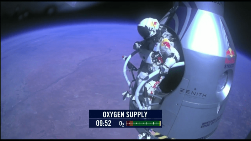 Standing on the edge of Glory. Felix about to take the step into freefall