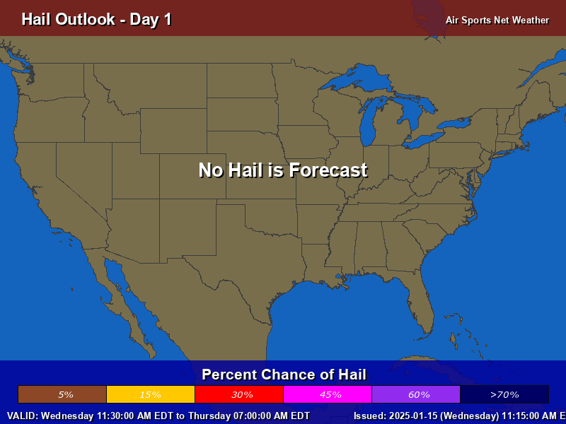 Hail Forecast Map Day 1 for the United States