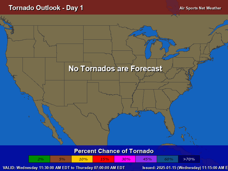 Tornado Forecast Map for the United States - Day 1