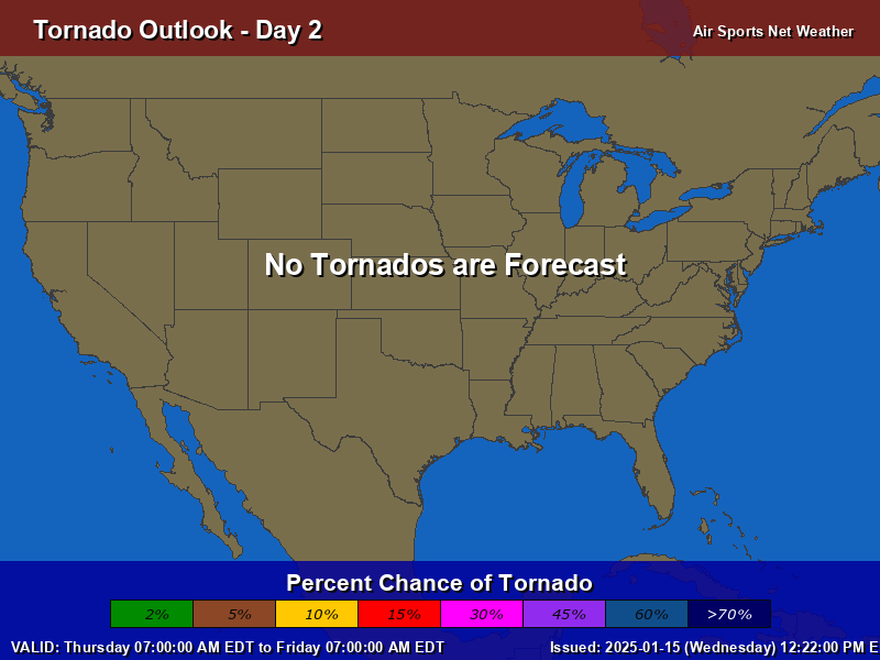 Tornado Forecast Map for the United States - Day 2