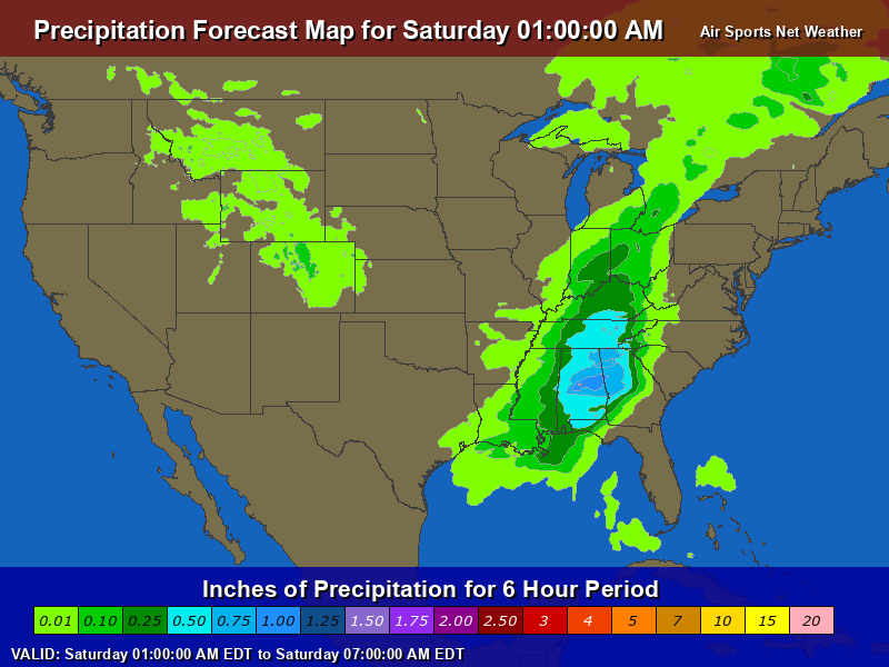 Precipitation Forecast Map for the United States