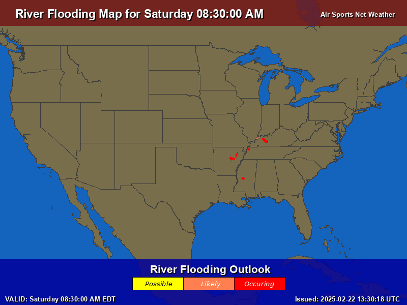 River Flooding Forecast for the United States - Day 1