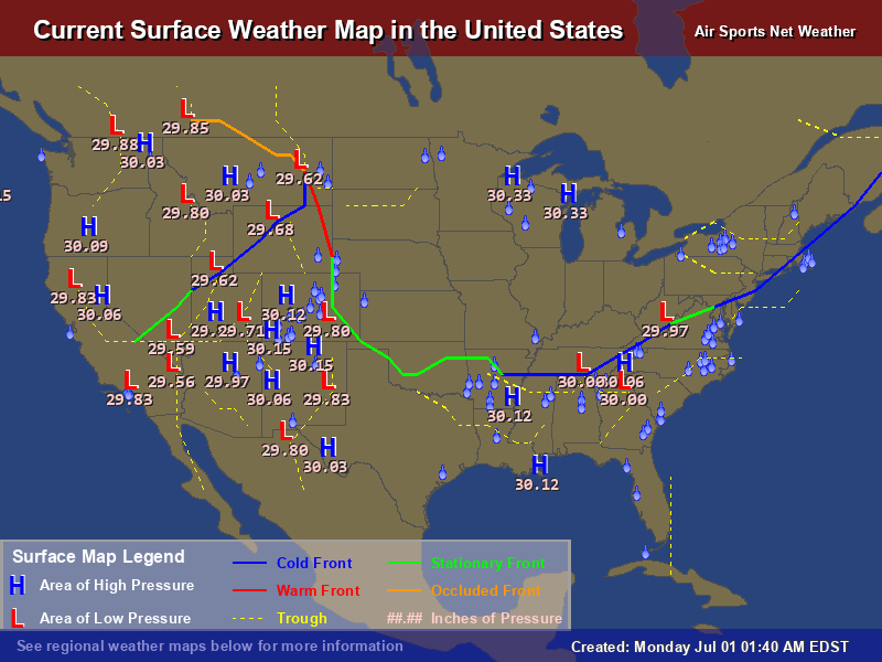 Current Surface Weather Map For The United States 3916