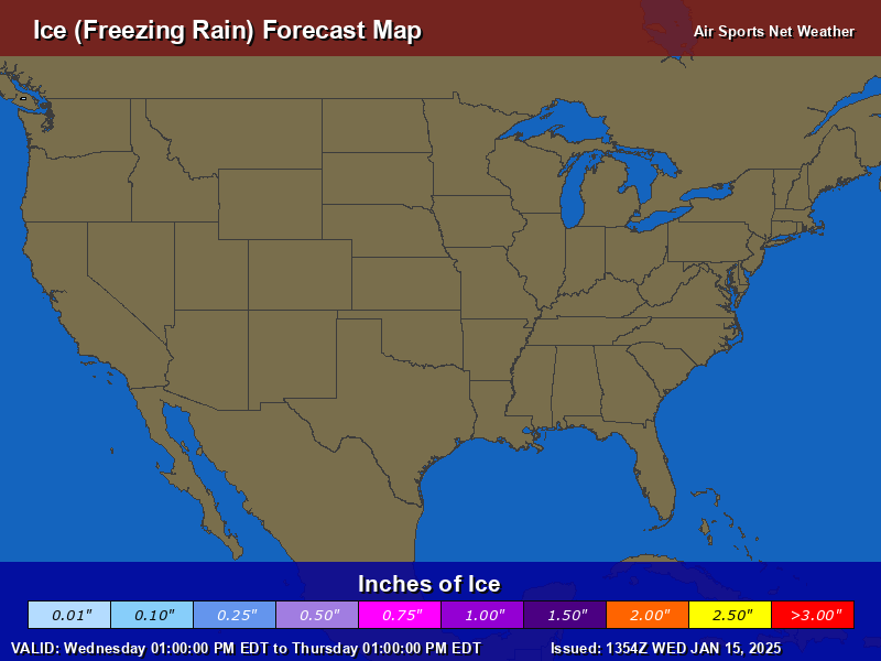 Ice Forecast Map for the United States