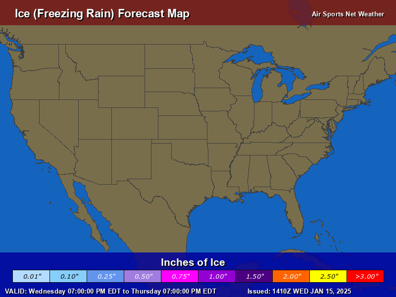 Ice Forecast Map for the United States