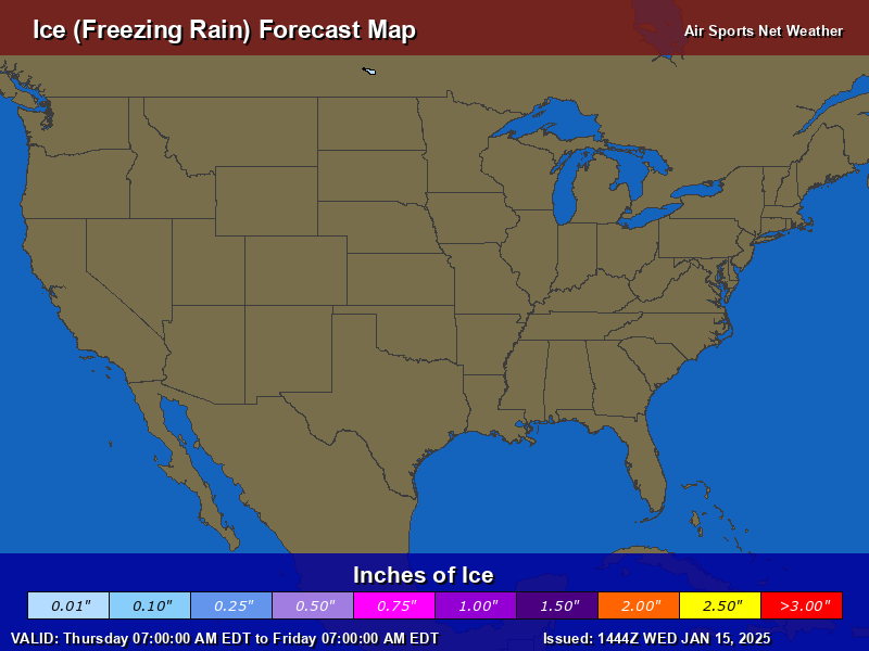 Ice Forecast Map for the United States