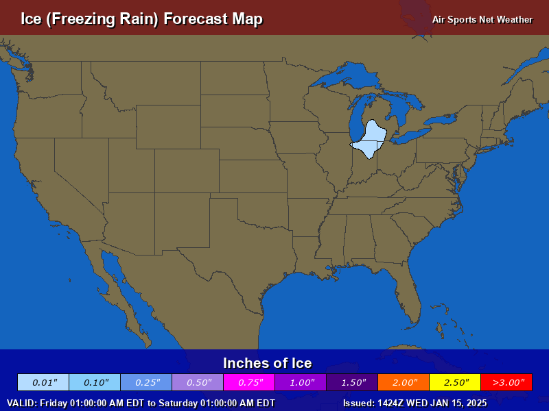 Ice Forecast Map for the United States