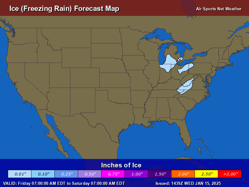 Ice Forecast Map for the United States