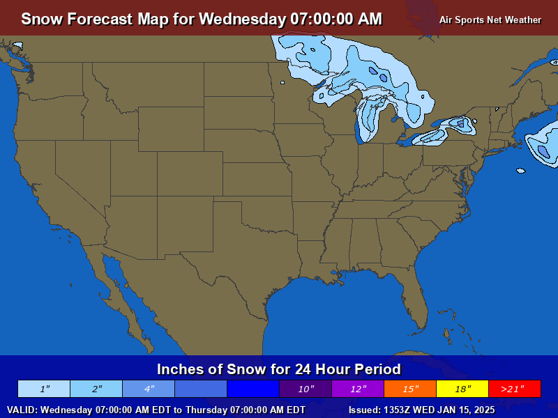 Snow Forecast Map for the United States