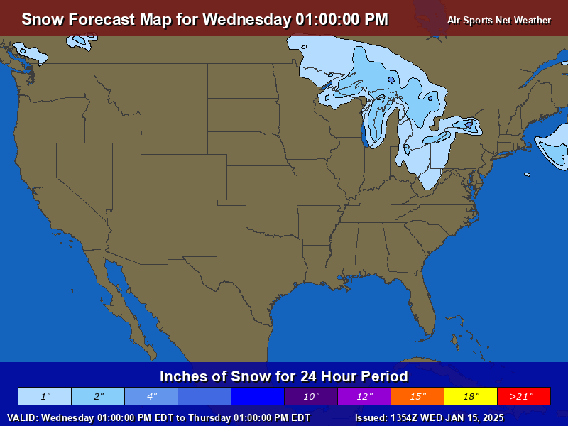 Snow Forecast Map for the United States