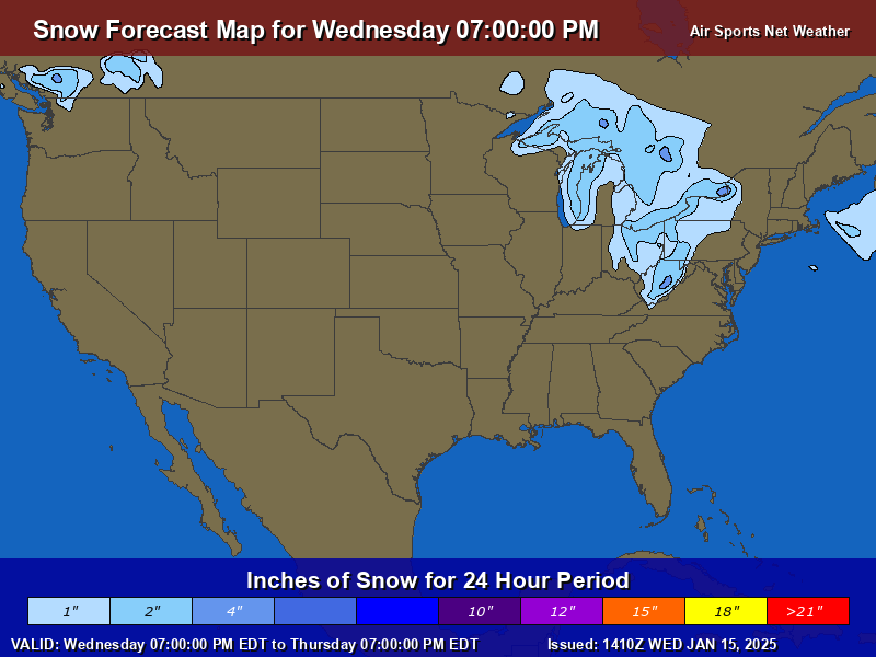 Snow Forecast Map for the United States