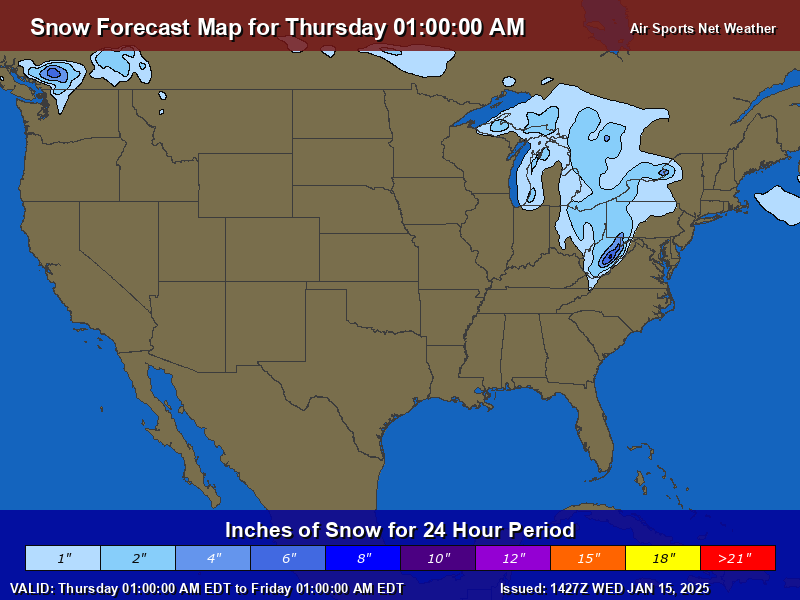 Snow Forecast Map for the United States