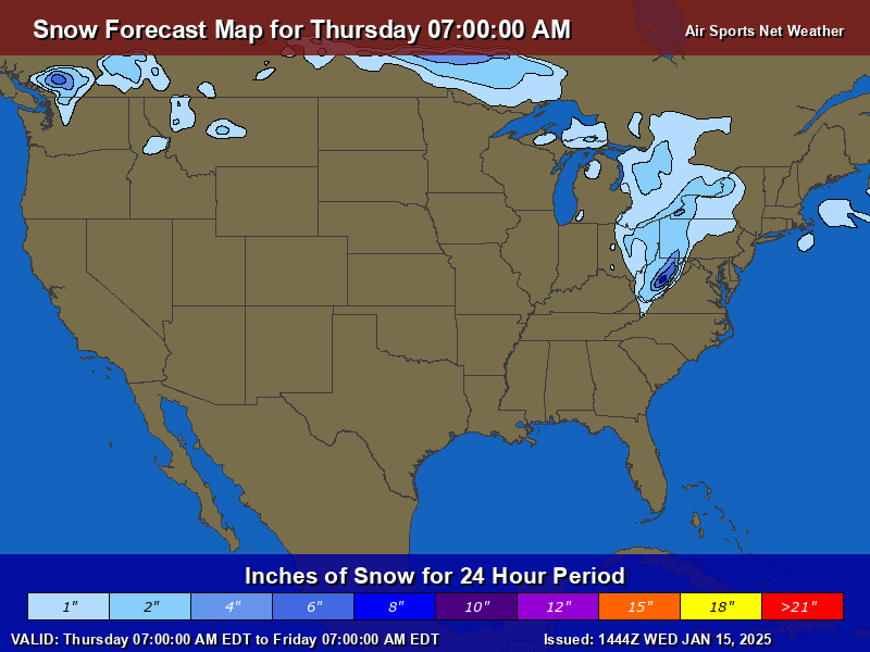 Snow Forecast Map for the United States