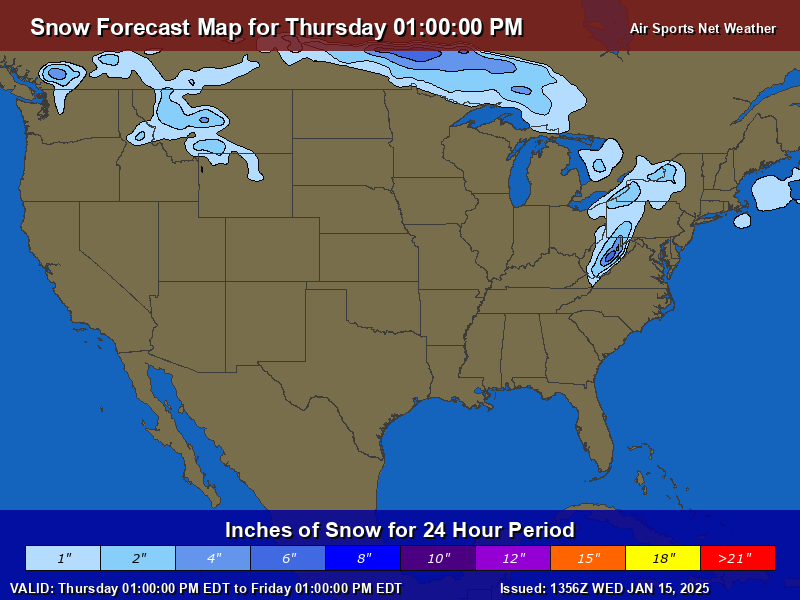 Snow Forecast Map for the United States