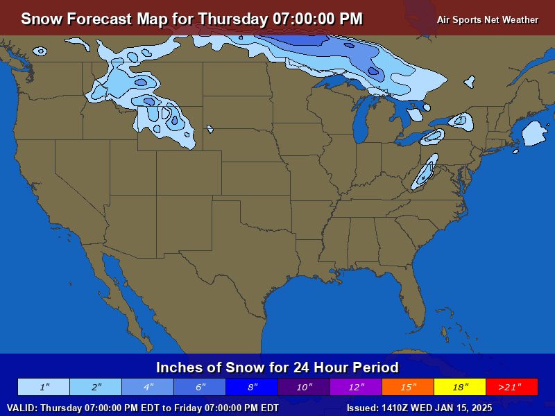 Snow Forecast Map for the United States