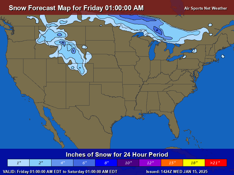 Snow Forecast Map for the United States