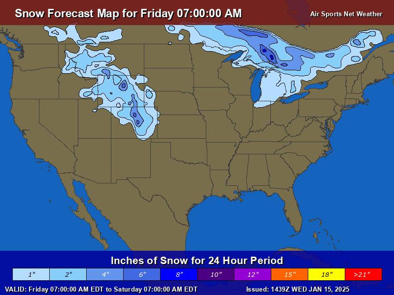 Snow Forecast Map for the United States